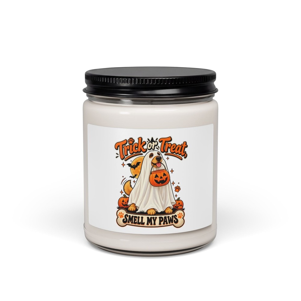 Golden Retriever Ghost Trick Or Treat Smell My Paws 9oz Soy Candle